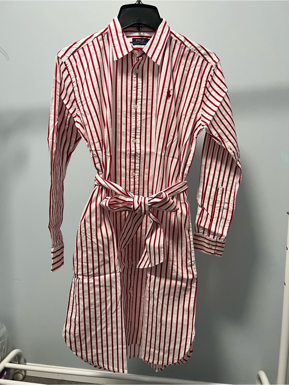 Polo by Ralph Lauren Red and White Striped Shirt Dress Women’s size 4
